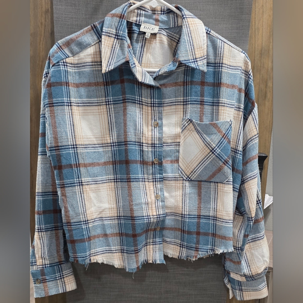 Plaid Button-Up Women's Blouse